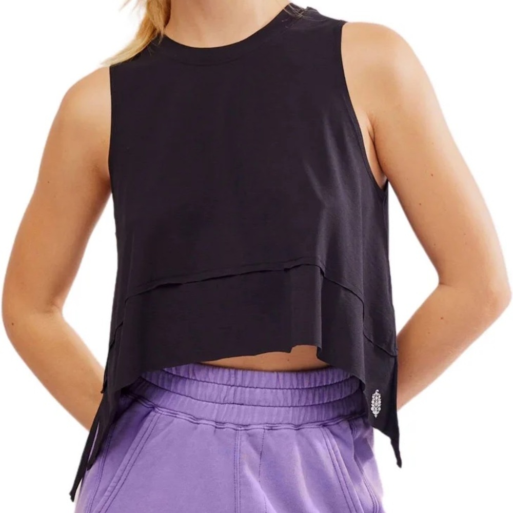 FP Movement by Free People Black Layered Sleeveless Tank